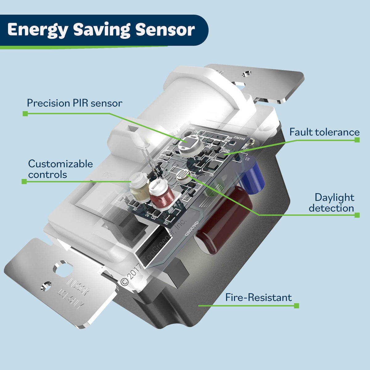 TopGREENER TSOS5-W range and sensitivity adjustable for your space
