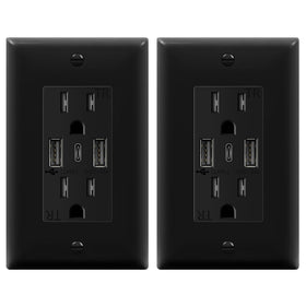 TopGreener TU21536AC3-BK front view with three USB ports for charging