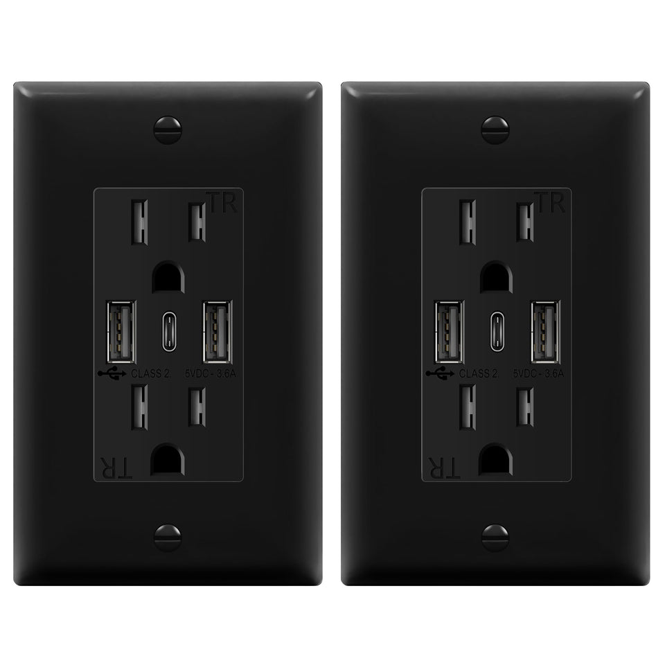 TopGreener TU21536AC3-BK front view with three USB ports for charging