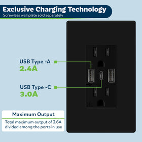 TopGreener TU21536AC3-BK USB ports enabling convenient desk charging