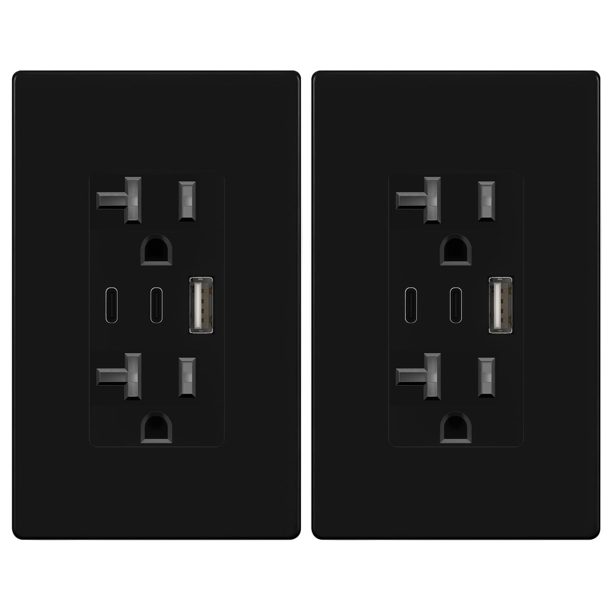 Topgreener TU22042AC2-BKSID front view with USB outlets for easy charging