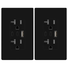 Topgreener TU22042AC2-BKSID front view with USB outlets for easy charging