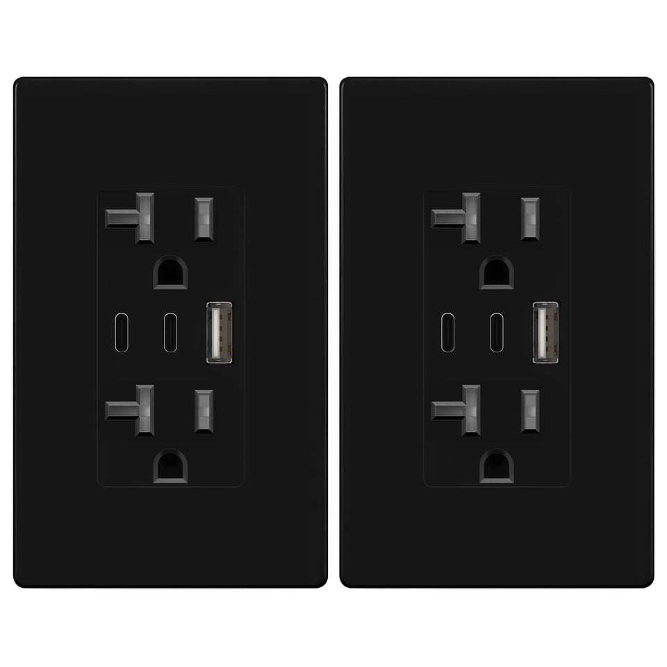 Topgreener TU22042AC2-BKSID front view with USB outlets for easy charging