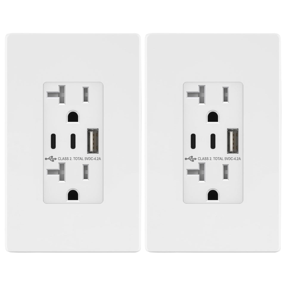 TOPGREENER TU22042AC2-WSID outlet showing a 3-port USB setup for versatile charging