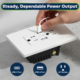 TOPGREENER Type-C USB port delivers up to 3A for busy devices at the outlet