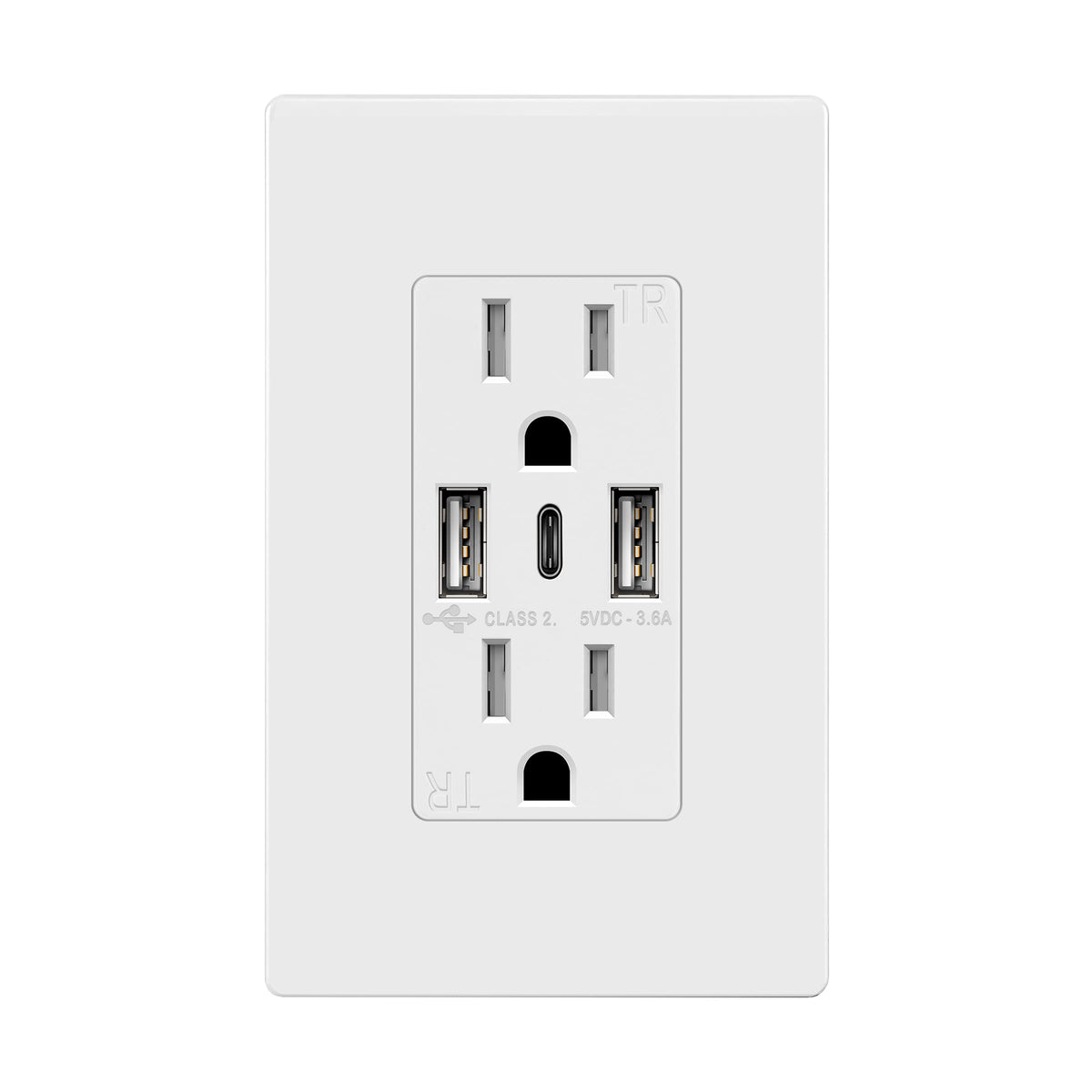 TOPGREENER USB outlet three-port front view for convenient charging