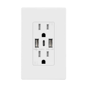 TOPGREENER USB outlet three-port front view for convenient charging