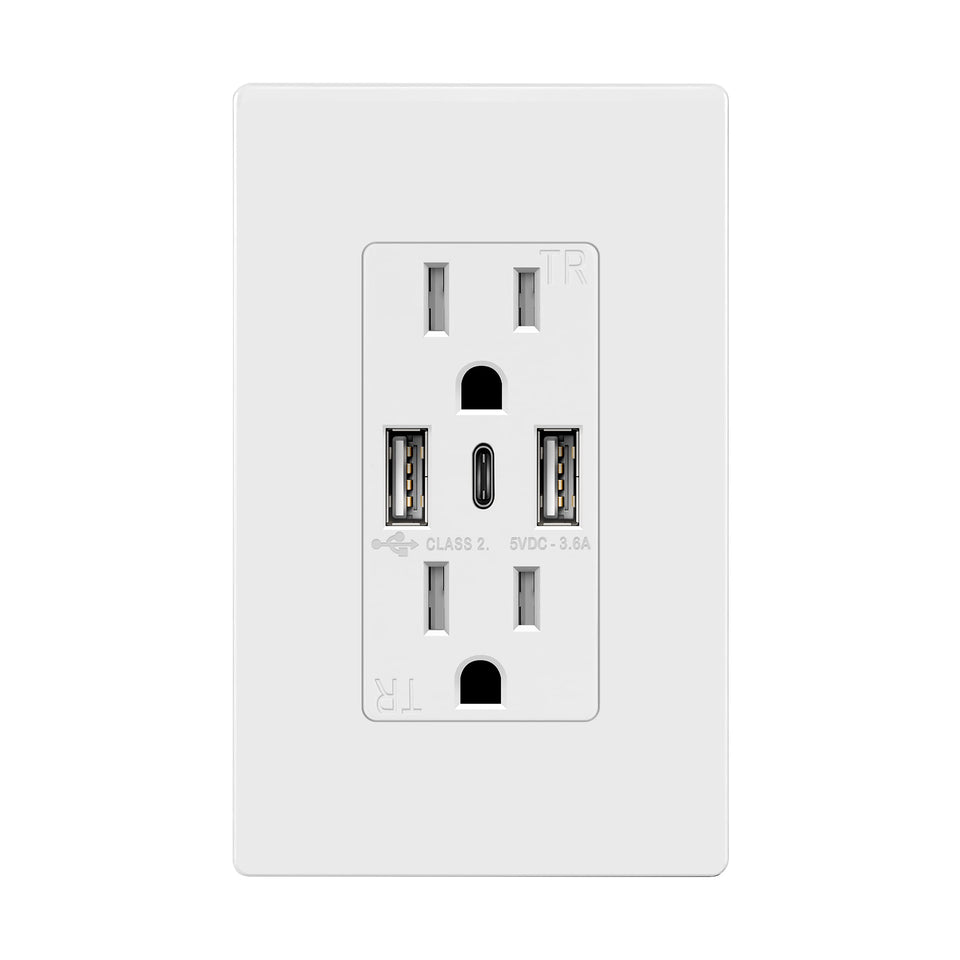 TOPGREENER USB outlet three-port front view for convenient charging