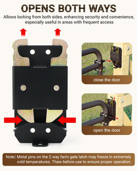 Toplamper gate latch installation on a round tube shows universal fit.