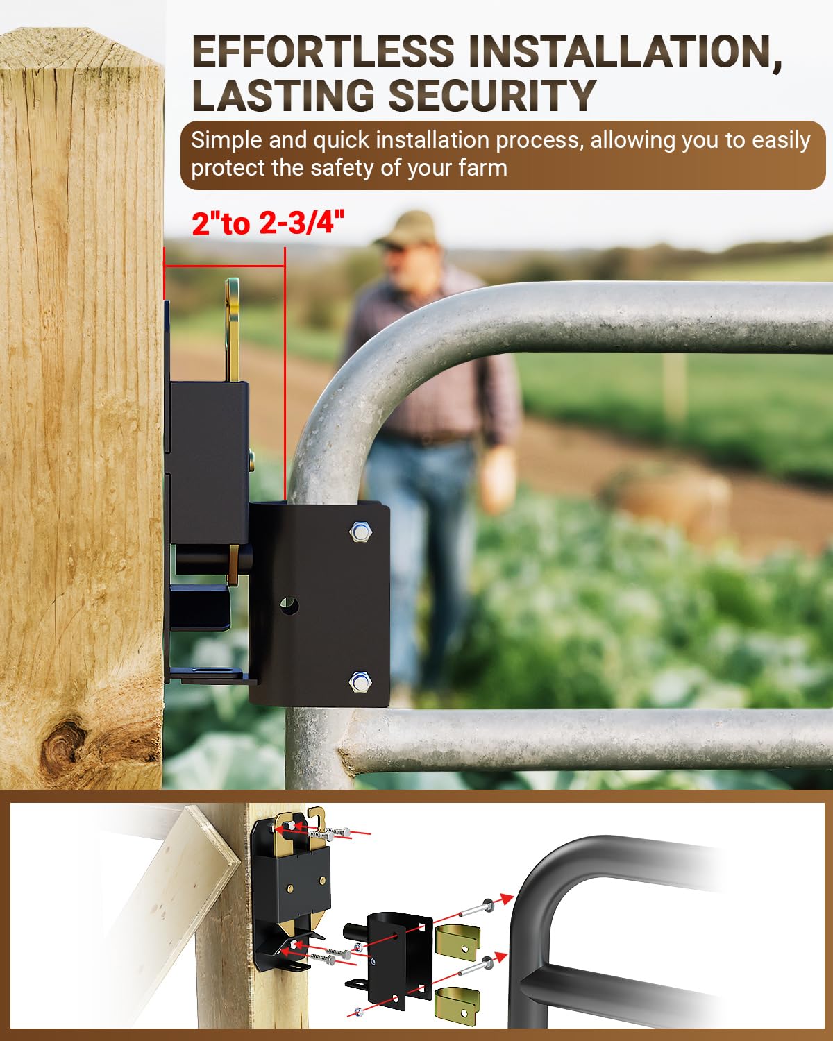 Toplamper latch in use at horse stable shows smooth one-handed operation.