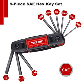 Topline SAE hex keys red-handled for fast fastening tasks across home projects.