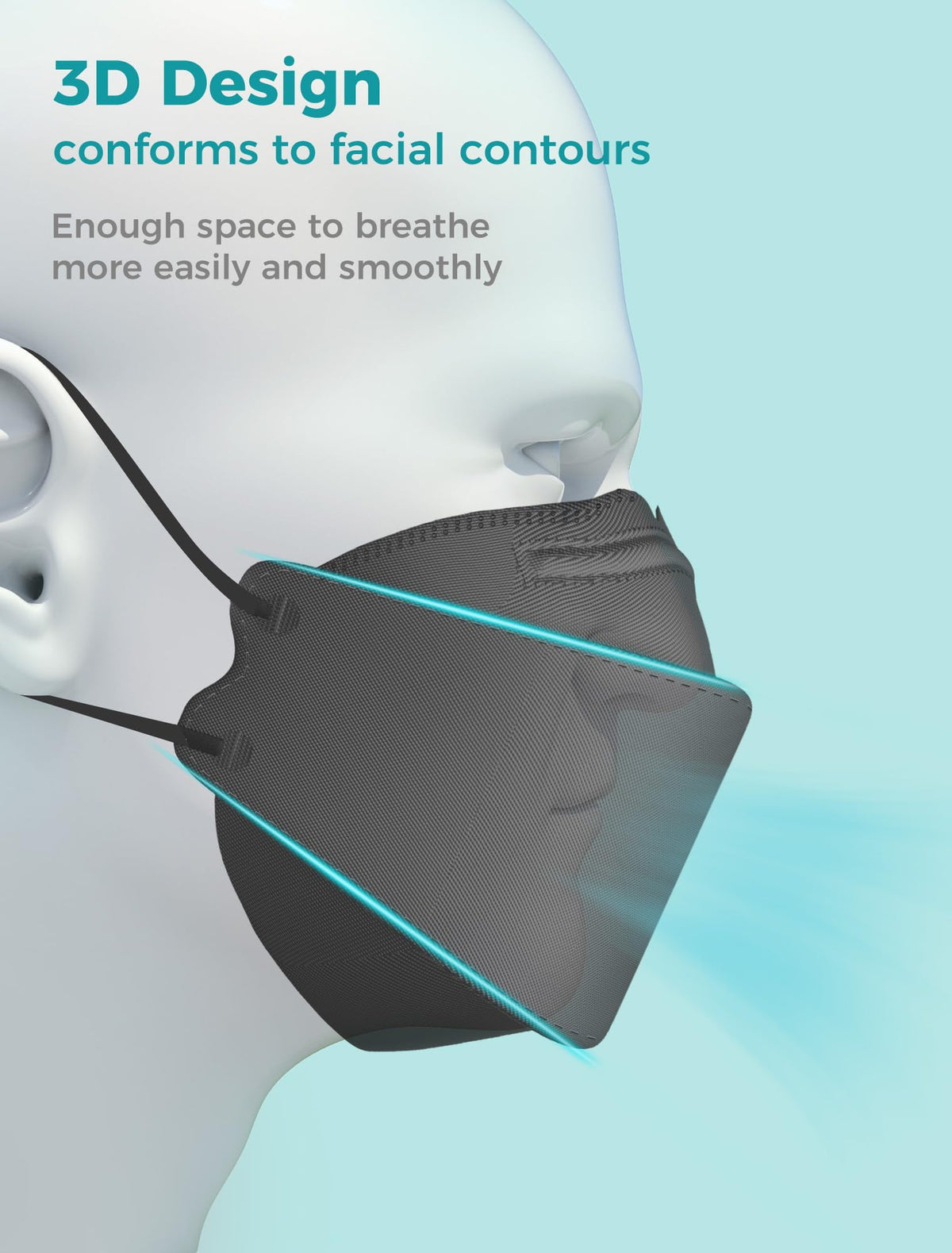 TOPMAX KN95 mask black ear loops for comfortable wear