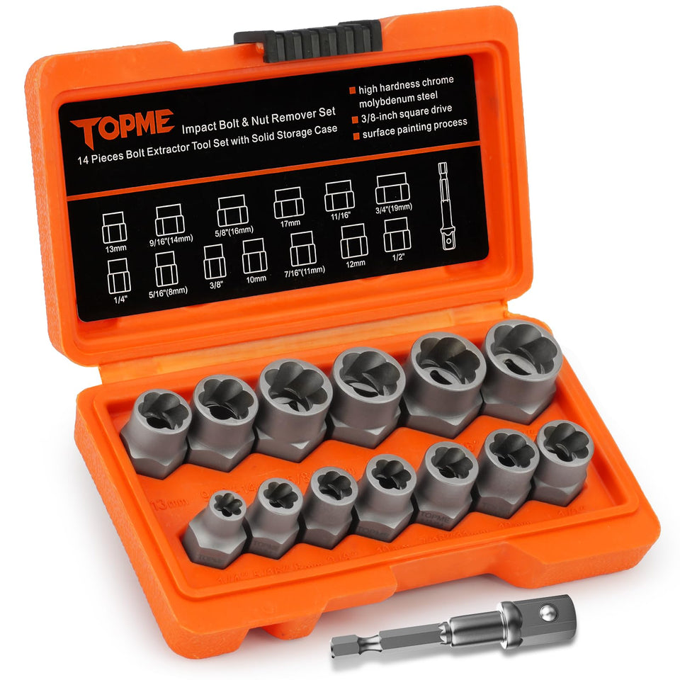 Topme bolt extractor kit in compact case, ready for on-site bolt removal.