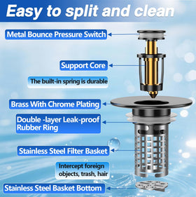 TopmeiUP durable brass core ensures long-lasting bathroom stopper performance.
