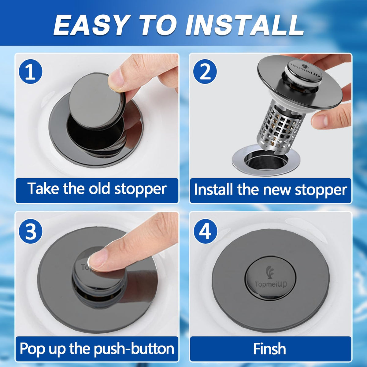 TopmeiUP fits 1.0-1.2 inch holes for versatile bathroom compatibility.