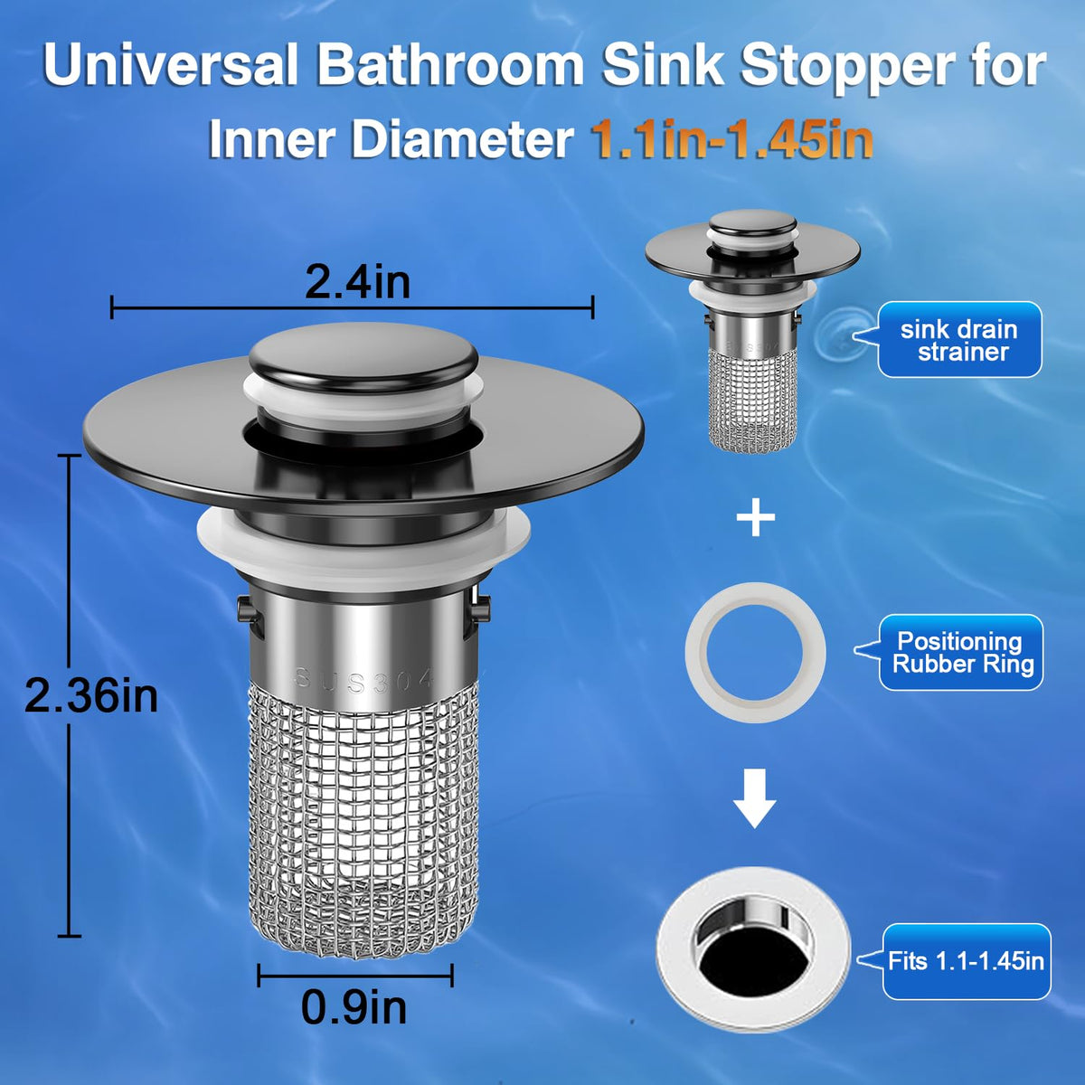 TopmeiUP pop-up drain strainer shown in use for easy drain control