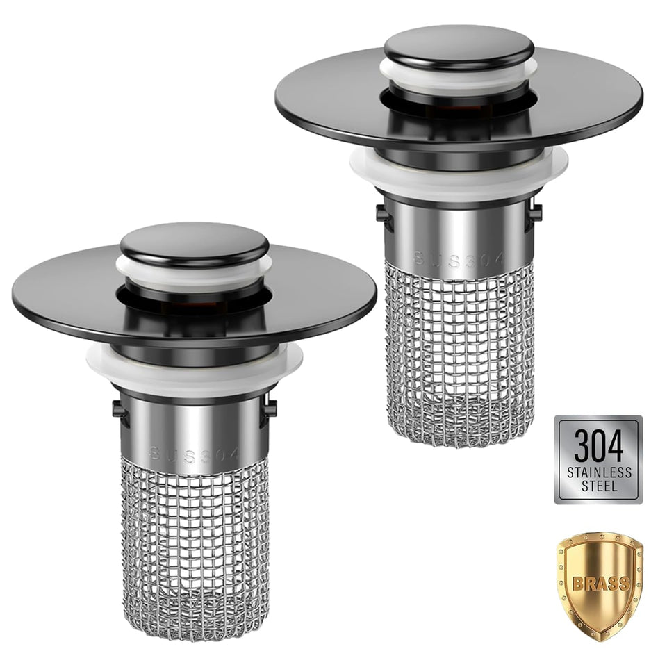 TopmeiUP sink stopper hair catcher 2-pack with pop-up design prevents bathroom sink clogs