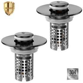 TopmeiUP sink stopper with pop-up design for easy drain control and hair capture.