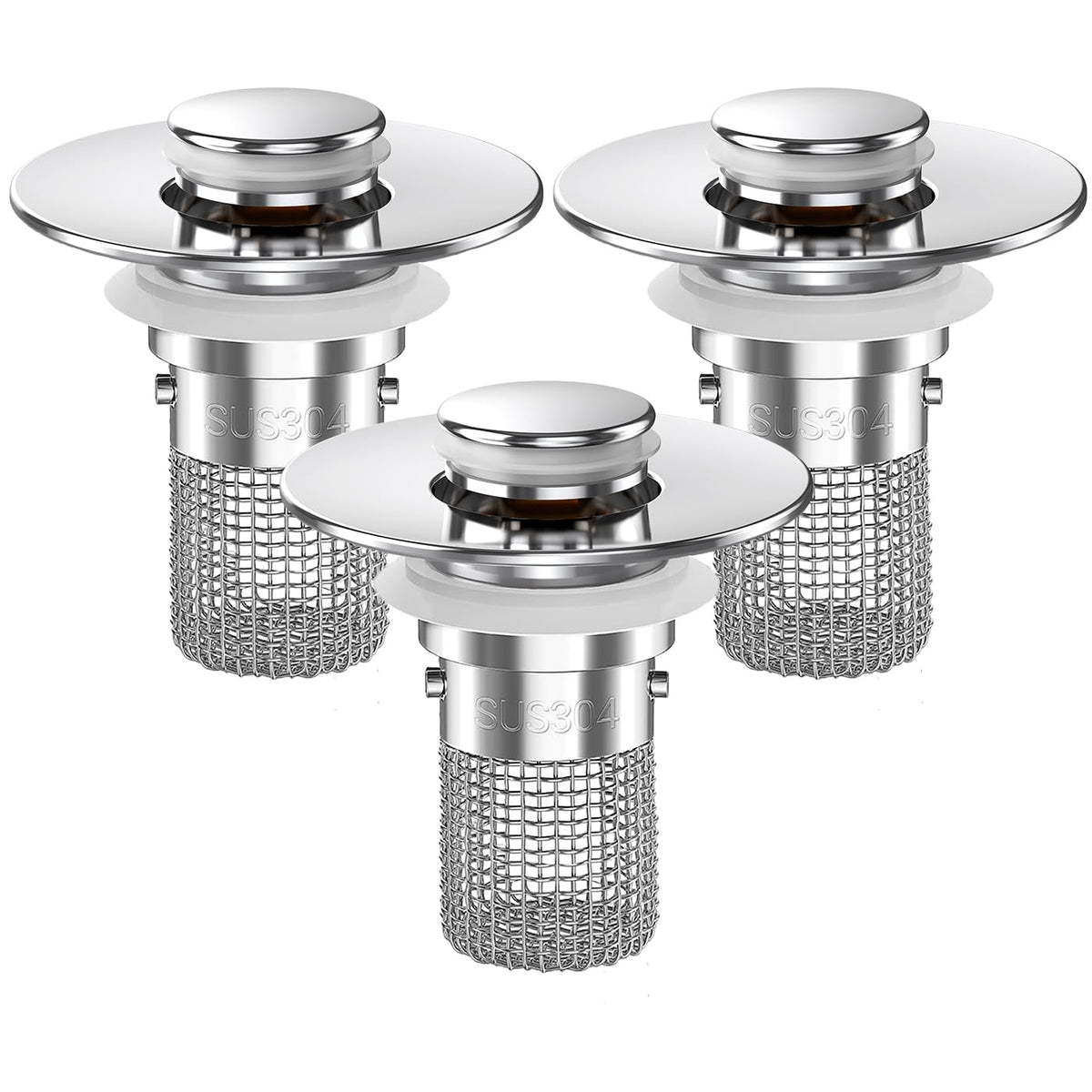 TopmeiUP sink stopper with pop-up design for easy drain control.