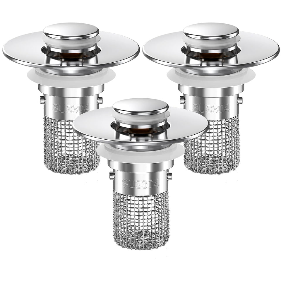 TopmeiUP sink stopper with pop-up design for easy drain control.