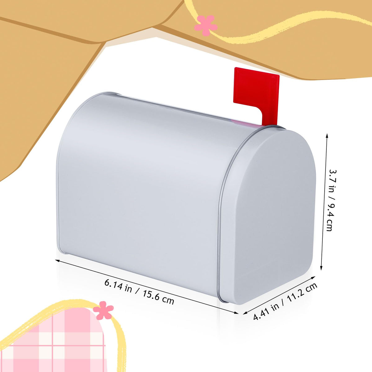 TopperFun mini mailbox tinplate construction emphasizes a sturdy, long-lasting build.