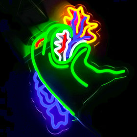 TOPQUALI Wall-mounted dino neon sign is easy to hang.