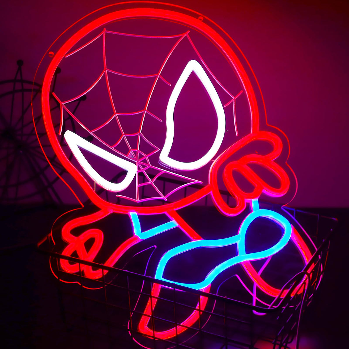 TOPQUALI Spider Neon Sign dimmable lighting for mood customization.