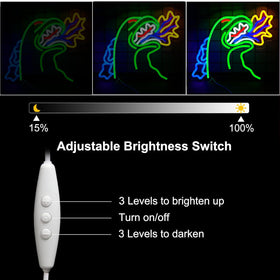 TOPQUALI Dinosaur neon light, USB-powered, perfect for boys' rooms.