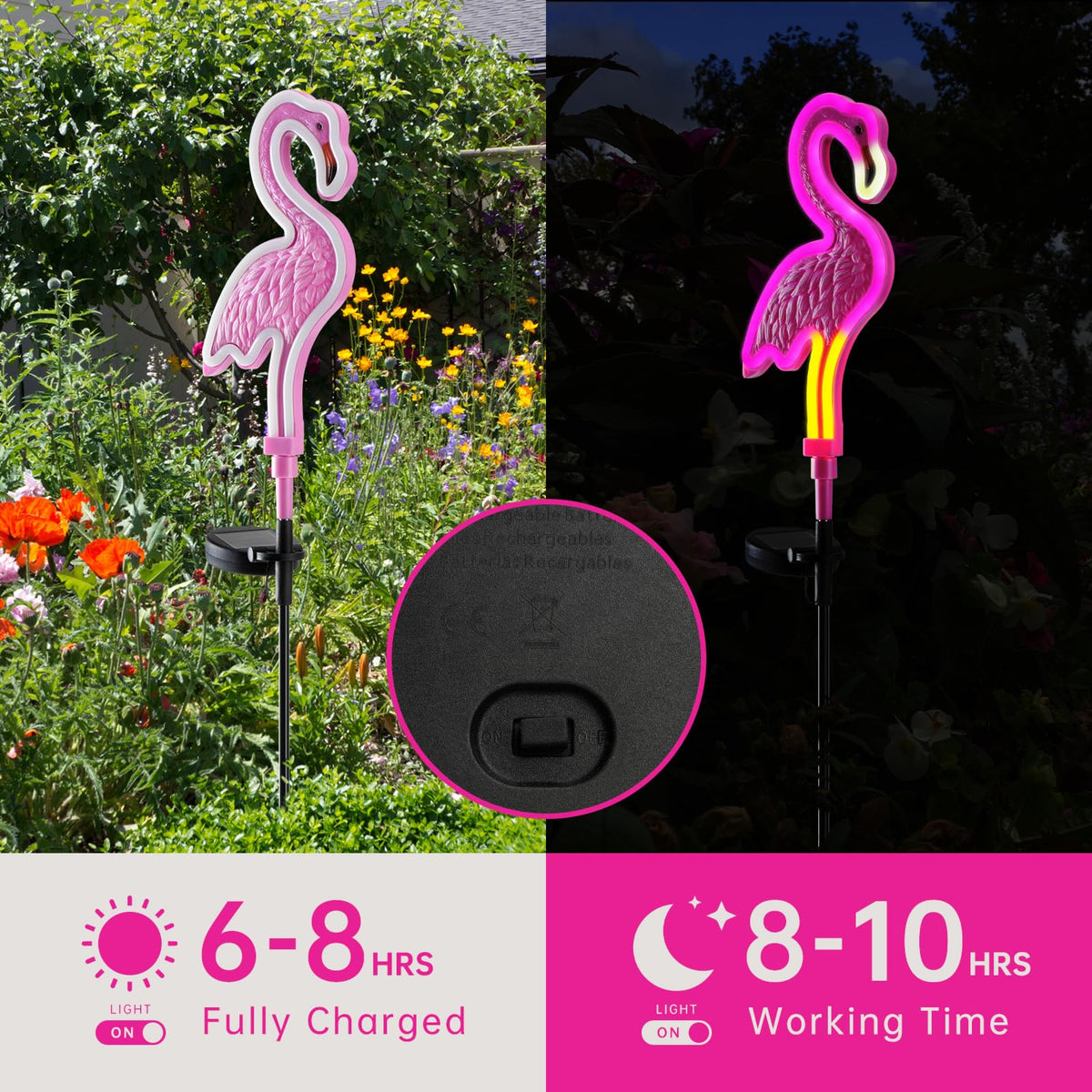 TopRuifeng Flamingo solar light night glow for safe nighttime navigation