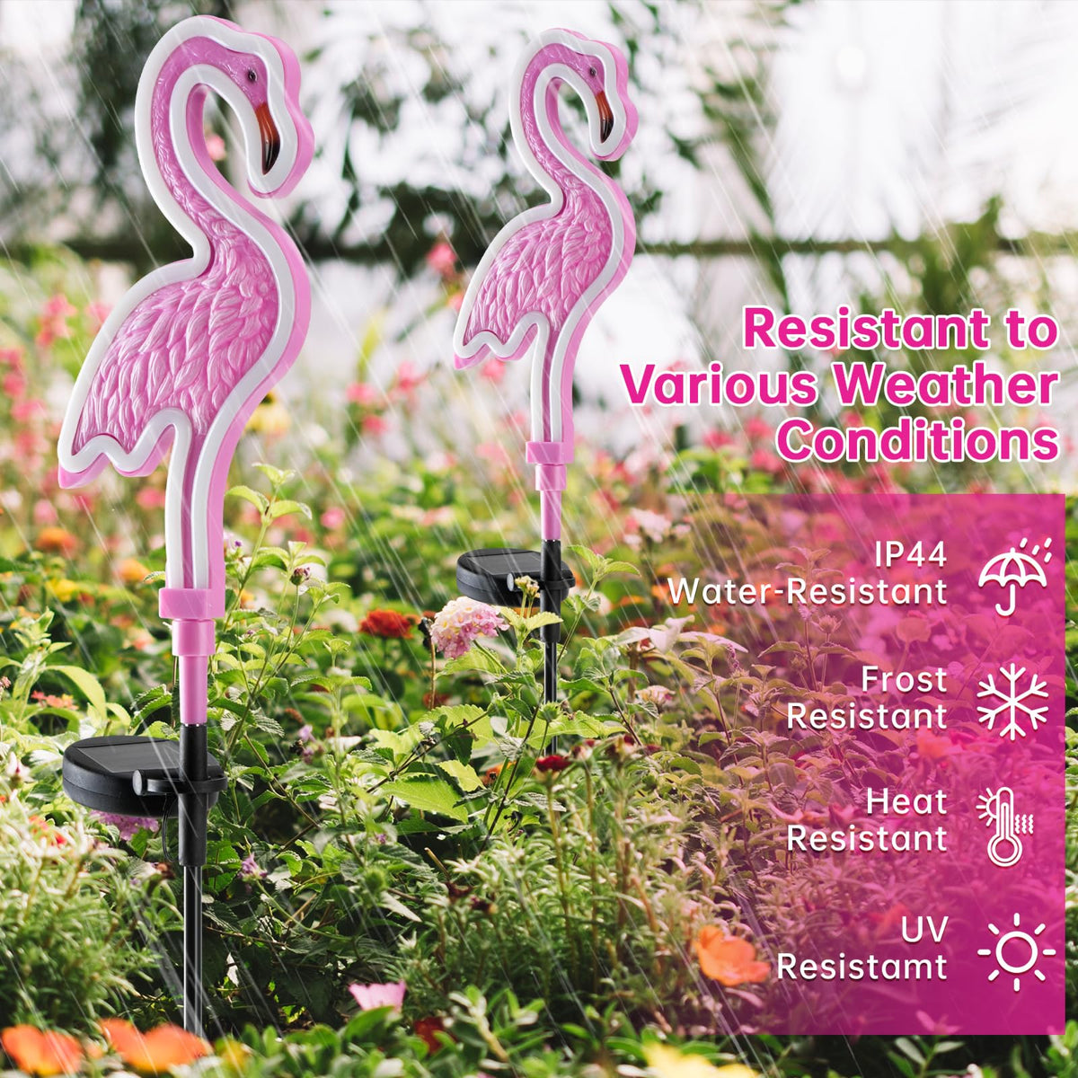 TopRuifeng Flamingo solar light pathway edge adds whimsical ambiance