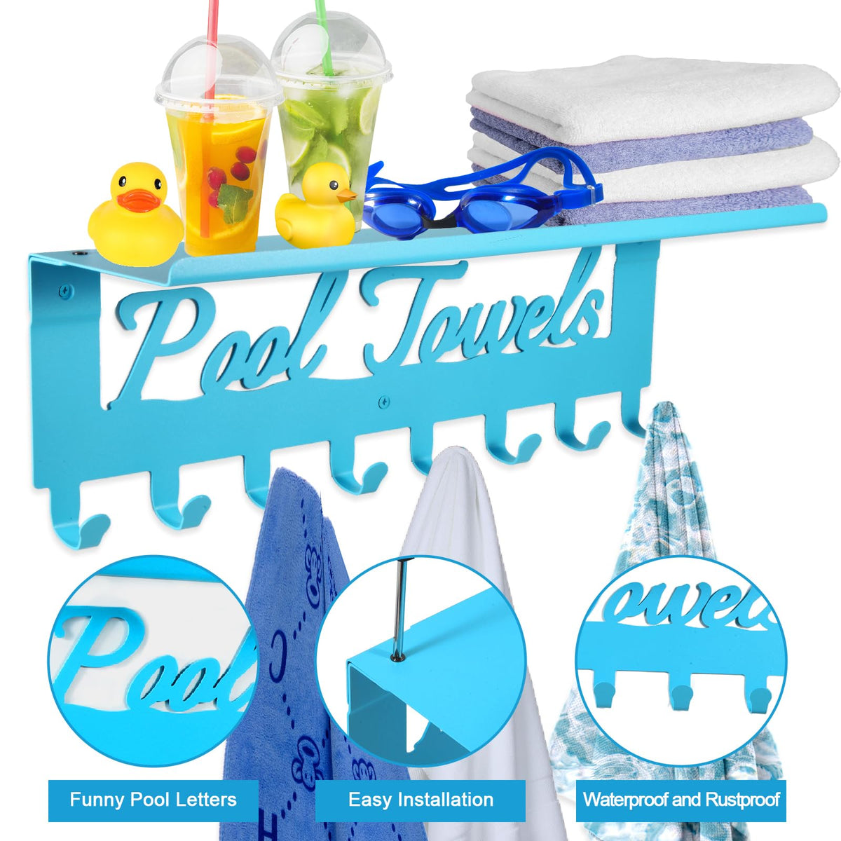 Topspeeder carbon steel towel hanger stays sturdy outdoors.