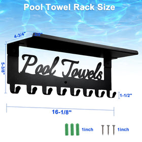 Topspeeder wall-mounted pool rack in matte black for poolside use.