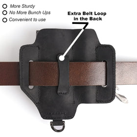Topstache sheath back belt-loop view demonstrates comfortable wearing and stable positioning.