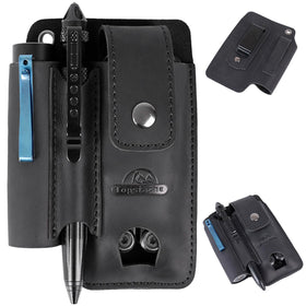 Topstache leather multitool sheath with belt clip ensures secure daily carry.