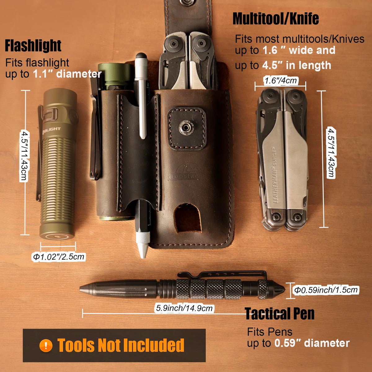 Belt-clip attachment shown on belt for stable daily carry.