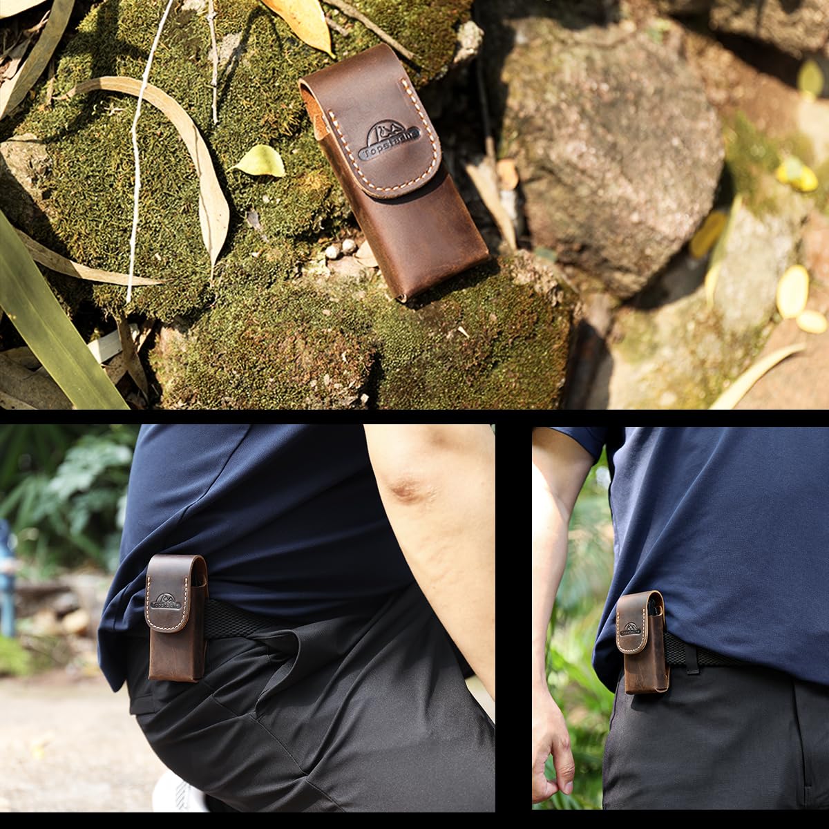 Topstache sheath magnetic closure enables quick one-handed access.