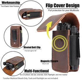 Topstache magnetic closure in action showing one-handed access to tools.