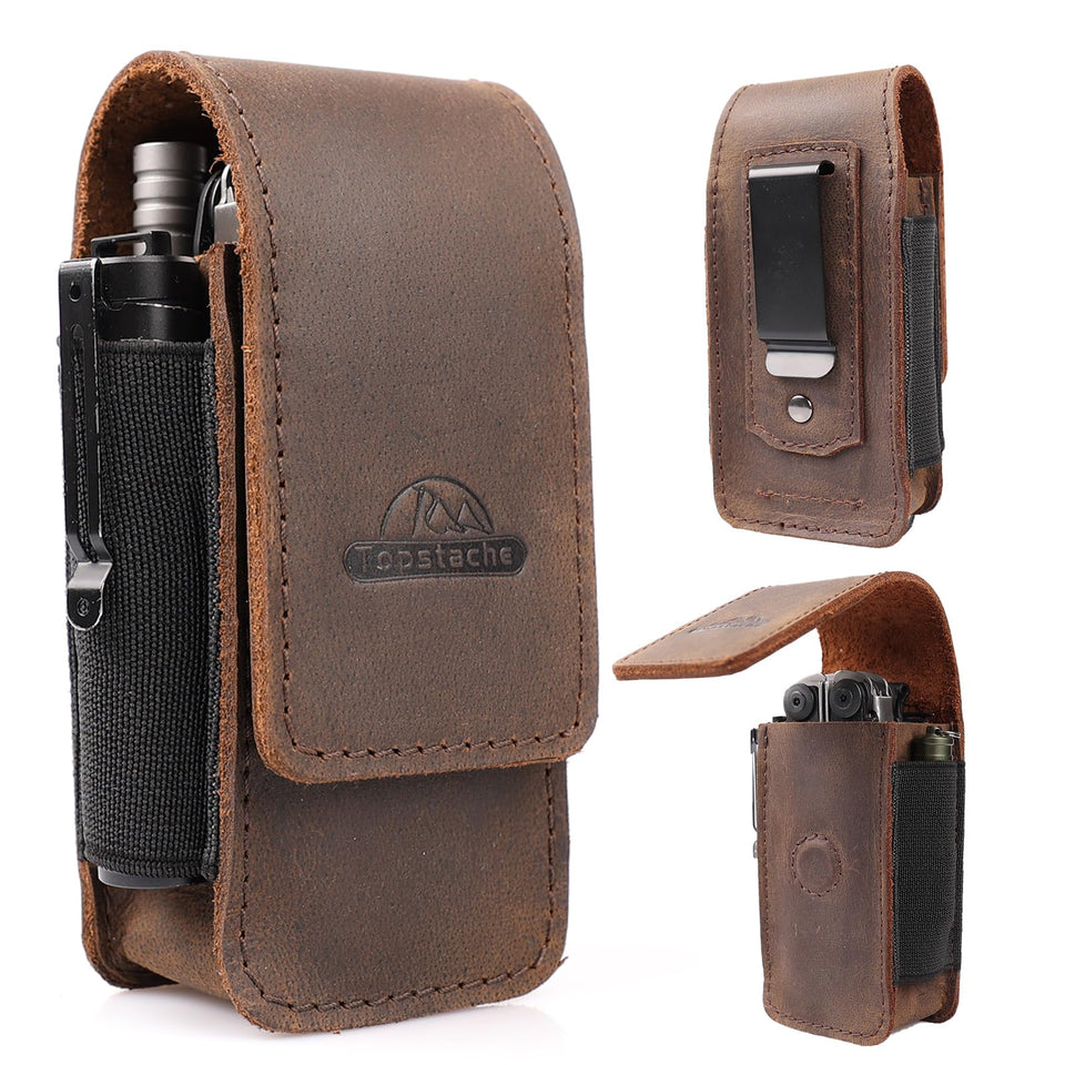 Topstache multitool sheath with magnetic closure for secure, quick access