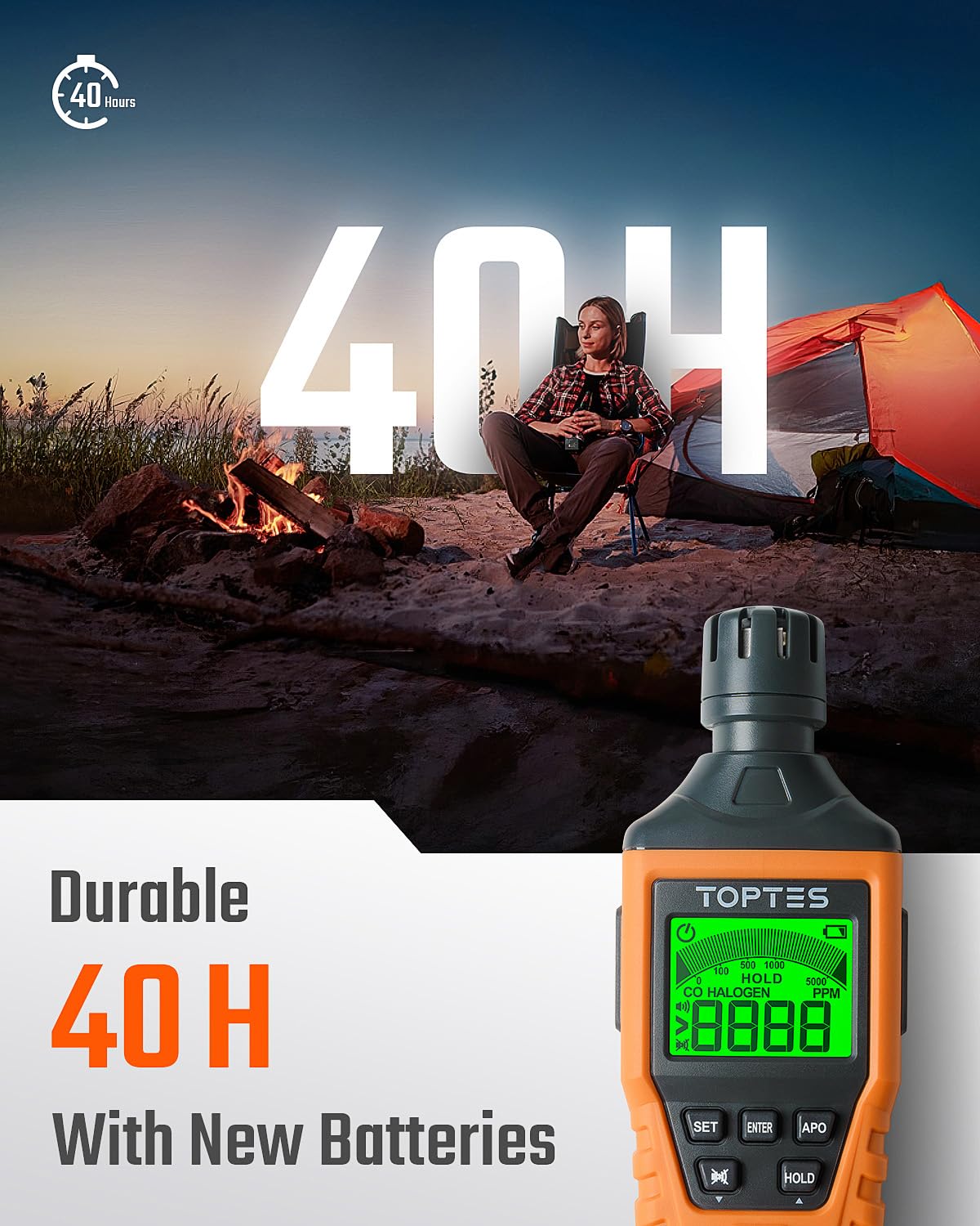 TopTes CT-300 backlit LCD display for easy readings in dim environments