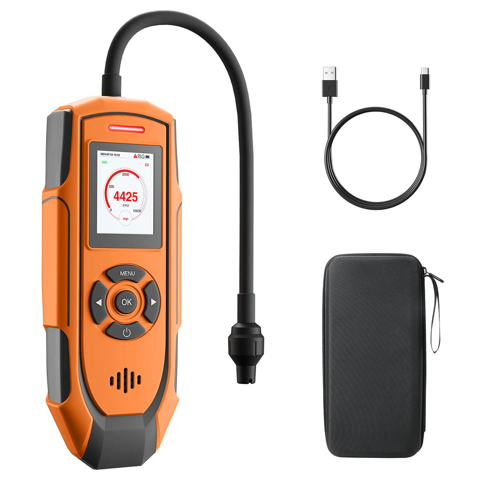 TopTes PT-990 with 11-inch probe reaches tight spaces for gas checks.