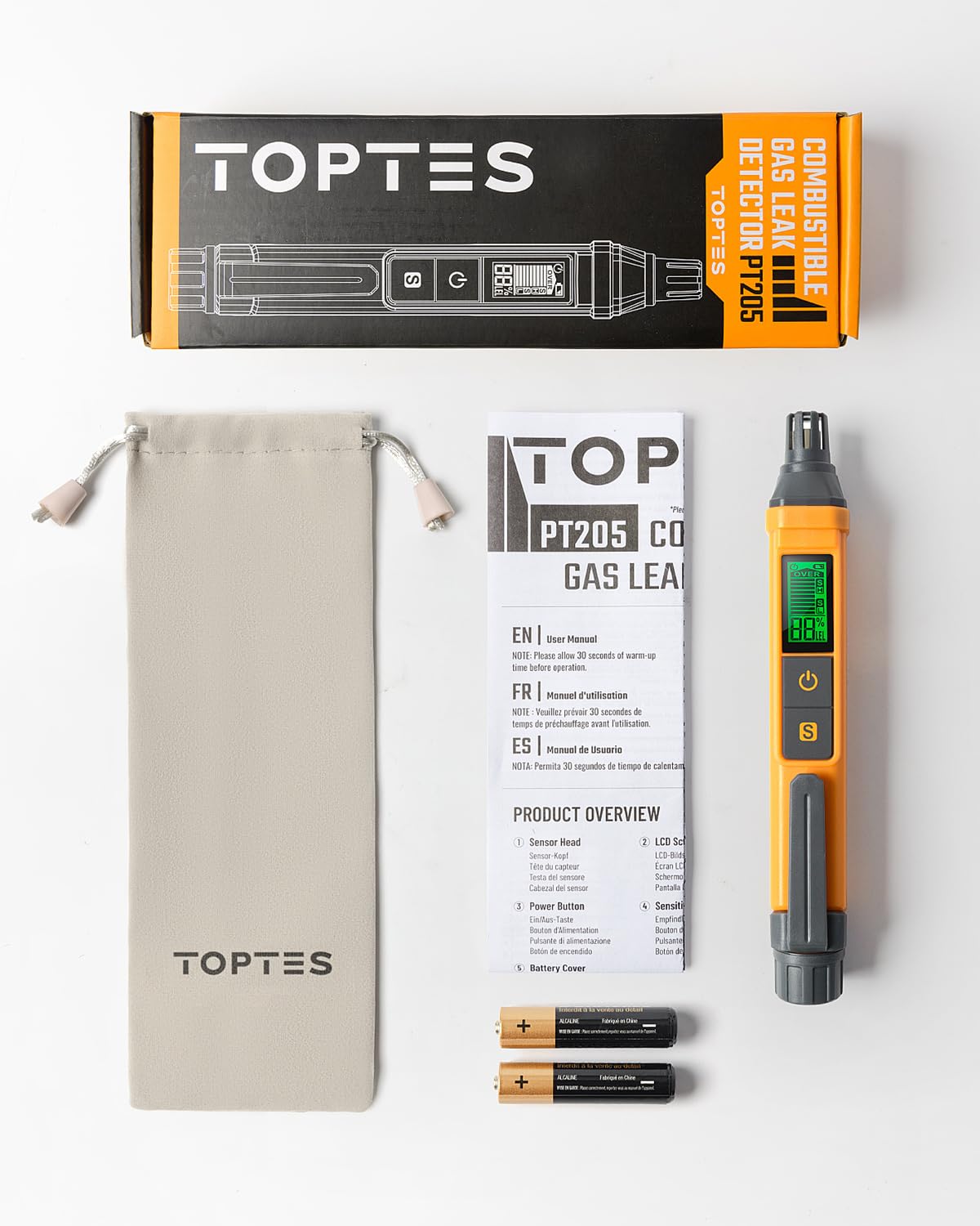 TOPTES PT205 batteries included enable immediate use.