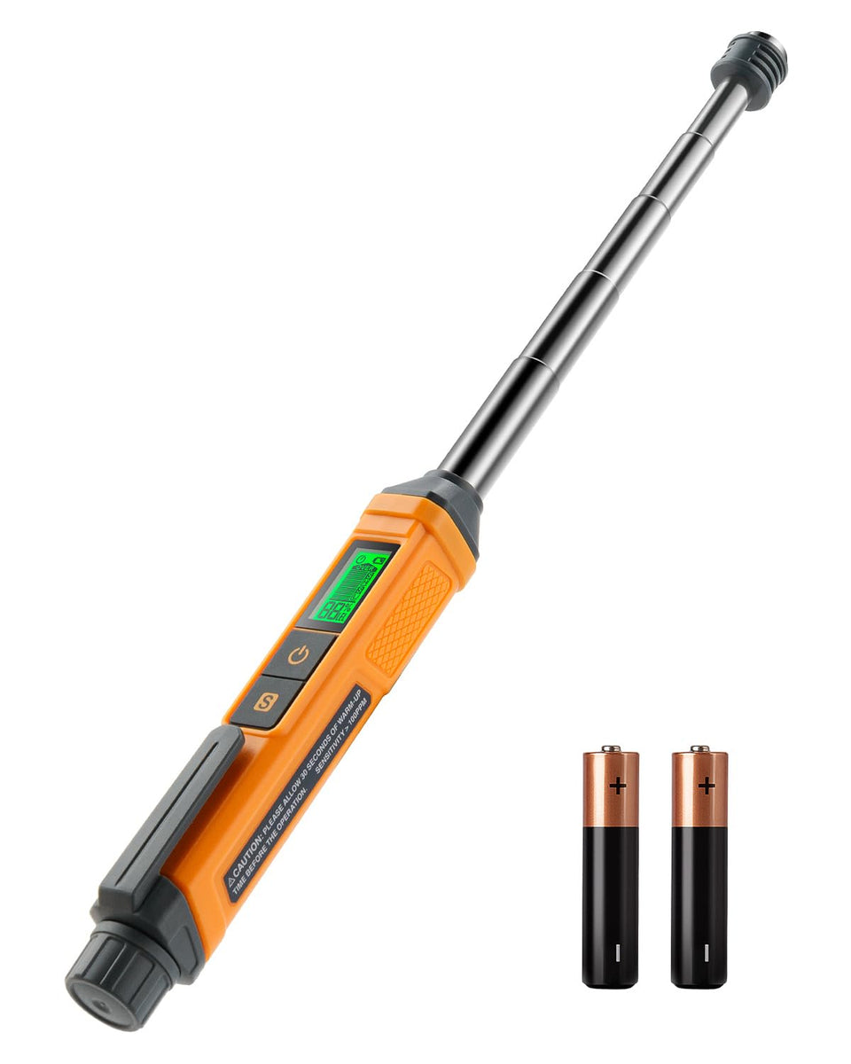 TopTes PT299 gas leak detector with extendable rod for propane and methane detection