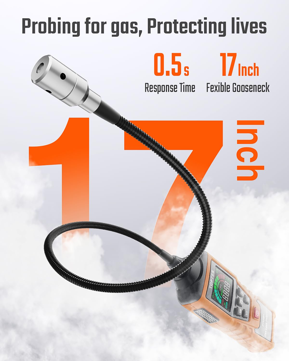 TOPTES PT520B+ visual alarm bars indicate rising gas levels.