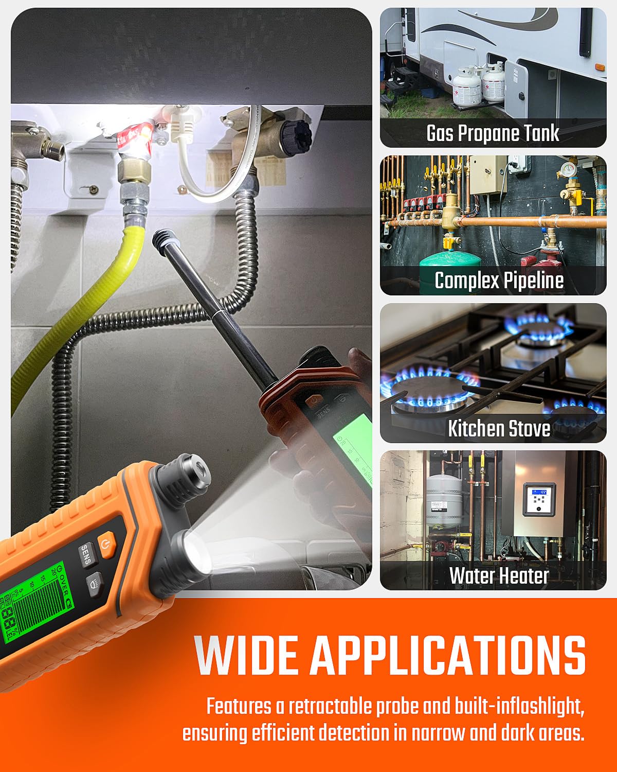 TopTes PT760 built-in flashlight aids work in dark spaces.
