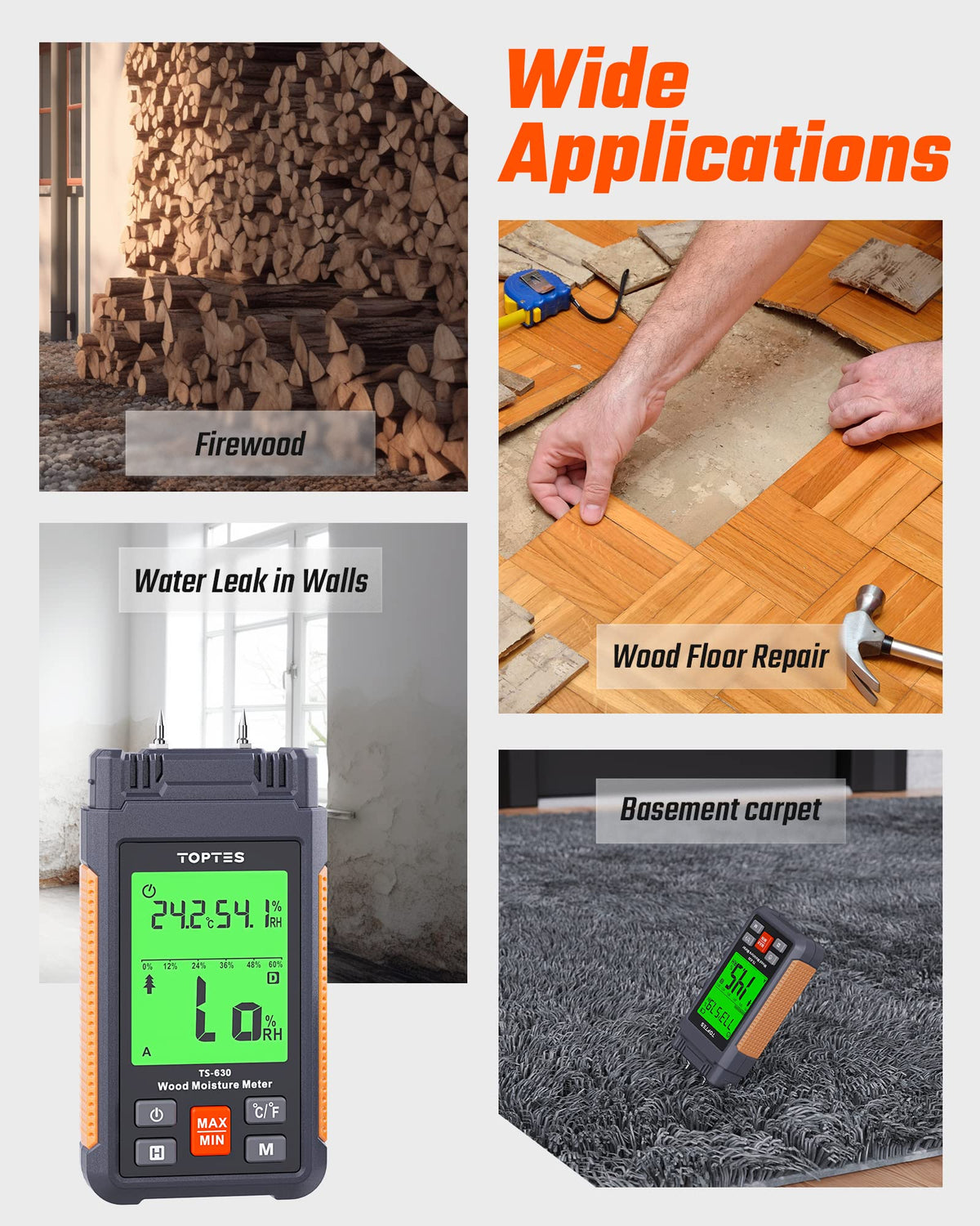 TOPTES TS-630 ideal for firewood moisture checks before seasoning