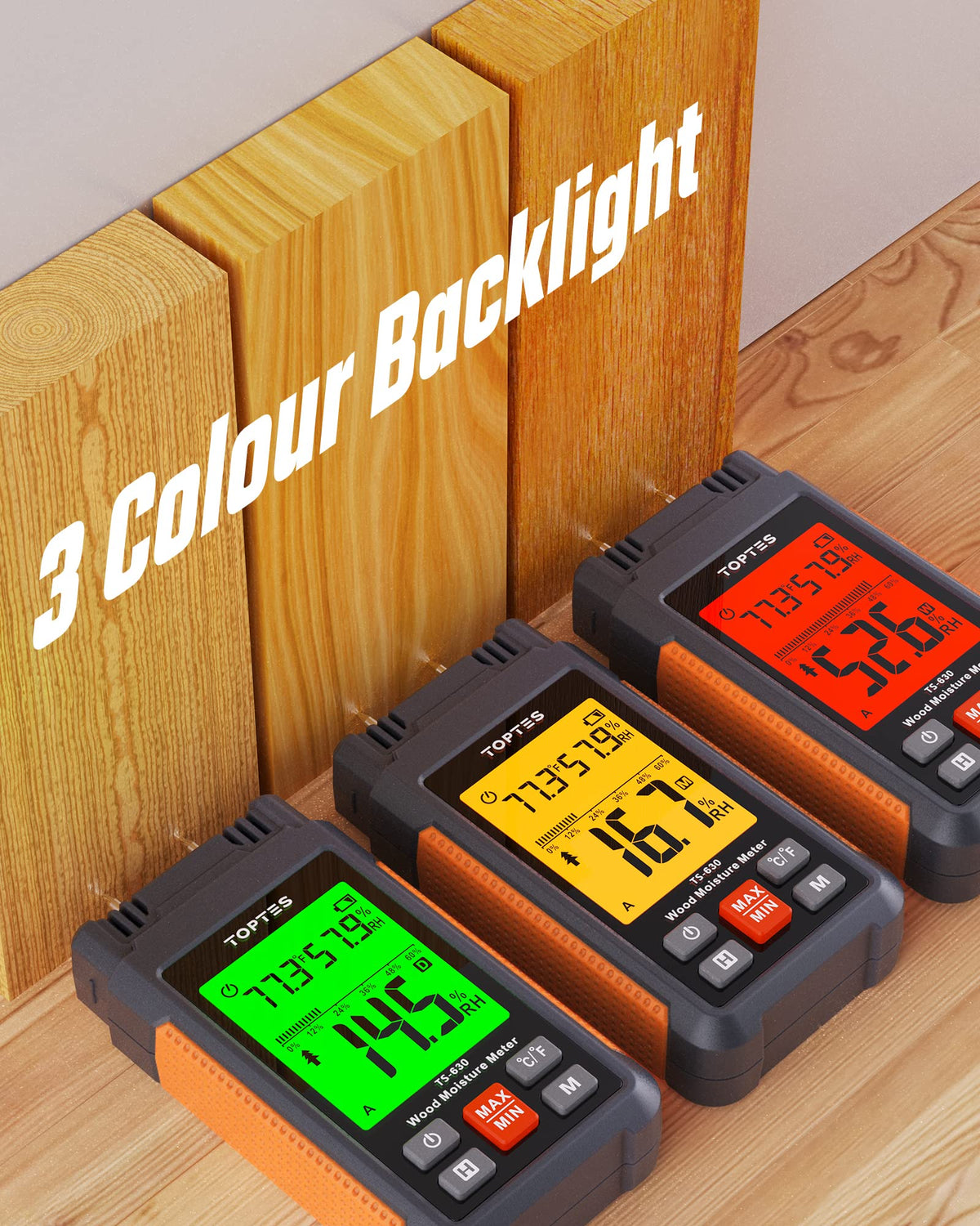 TOPTES TS-630 tri-color backlight shows dry, moist, or wet at a glance