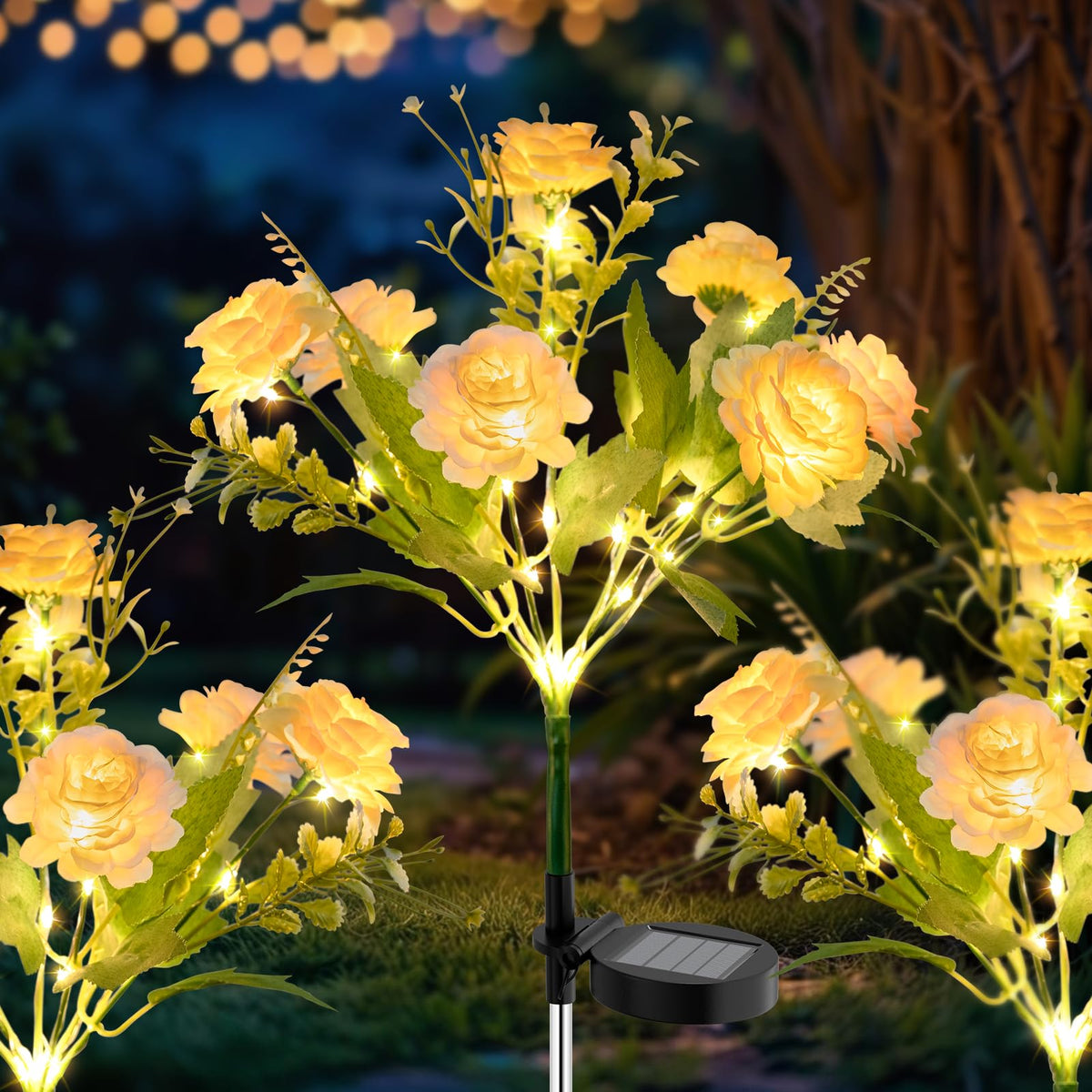 TopVelo hibiscus solar light 42-inch tall for dramatic nighttime curb appeal.