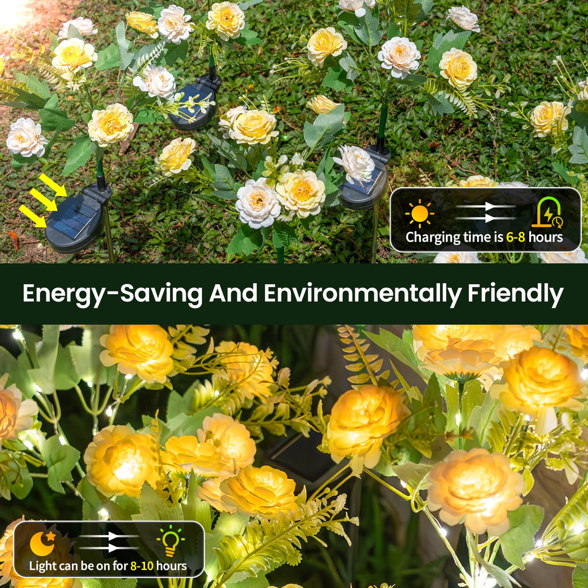 TopVelo warm white glow enhances pathways, patios, and borders.