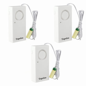 Topvico water leak sensor alarm unit emits 120dB alert for quick notification.