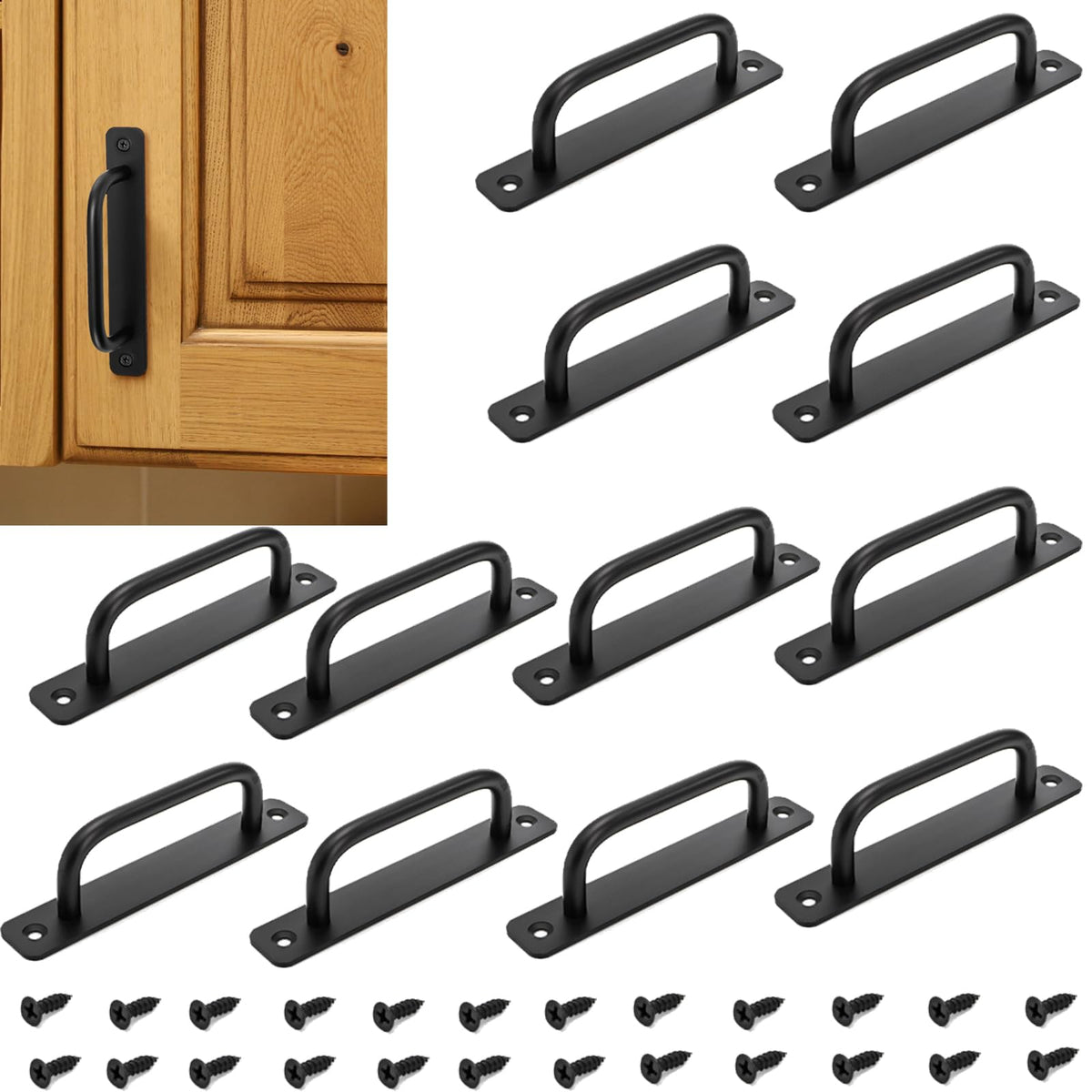 TOPZEA barn door handle in matte black for kitchen cabinets adds timeless style.